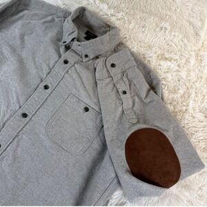 J.Crew Men's Long Sleeve Button Down Shirt Gray Elbow Patch Flannel Men's XL